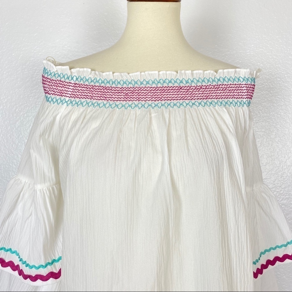 Entro Off Shoulder Blouse Double Gauze White S - Picture 2 of 8